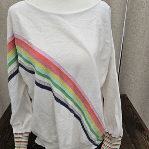 Women's Rainbow Stripe Crew Neck Sweater